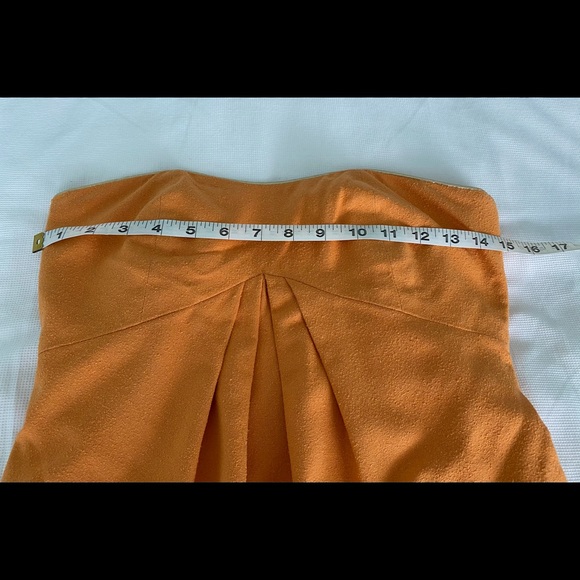 Miguelina Strapless Mini Silk Dress XS Orange Gold Party Going Out Wedding - Picture 7 of 12